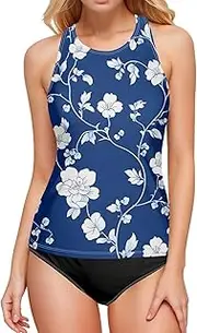 [ODAWA] Tankini Top Leopard Spots Pink Backless Swimwear High Neck Bathing Suit Tops for Women