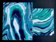 Set (2) 8x10 & 11x14 Abstract Painting Fluid Art Painting Home Decor