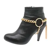Women Gold Chain Boot Bracelet Shoe Circles Under Charm Tassel Adjustable Size