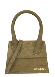 Jacquemus Le Chiquito Moyen Leather top Handle bag - Khaki One Size