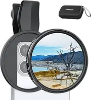 NEEWER 67mm Variable ND Filter Compatible with iPhone, Clip On ND2-32 Neutral Density Phone Camera Lens Photography Accessories Kit Compatible with iPhone 16 15 Pro Max Plus 16e 14 13 Mini 12, FL-B25