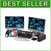 Compact Ergonomic Monitor Stand Riser for 2 Screens - 5'' Height Adjustment