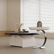 Nesting Coffee Tables 2-Piece Modern Round Coffee Table Set for Living Room, Sofa End Tables with Storage Compartment and Metal Legs, Modern Style Accent Tables for Living Room, Stackabl(A)