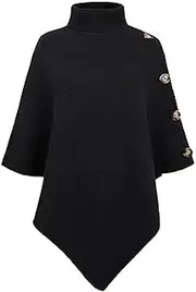 [Legou] Women's autumn and winter solid color high collar shawl cloak sweater women's coat
