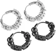 [JEWEDECO] 2pairs Men Dragon Design Earrings Stainless Steel Hoop Earrings for Parties Weddings and Special Occasions Cool and Stylish Dragon Theme Him