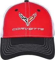 JH DESIGN GROUP Men's Chevy Corvette C8 Logo Cap Adjustable Red & White Hat, Red & White, One Size
