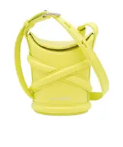 Alexander McQueen Logo Embossed The Mini Curve Bucket Bag One size Yellow