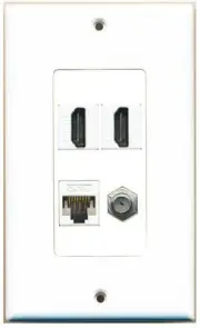 RiteAV 2 x HD and 1 x Ethernet Cat5e and 1 x Coax Cable TV F Type Port Wa.