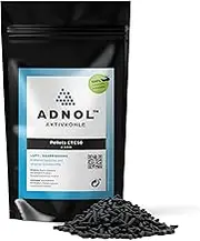 ADNOL® Activated Carbon Pellets 1 Litre of Coconut Shells for Air Purification and Gas Cleaning e.g. for Cooker Hoods, CTC50, Diameter 4 mm, Energy Class A, Can be Used as Carbon Filter