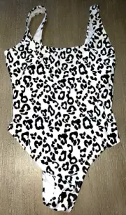 women NEW NWT white black WILD CAT SWIM SWIMMING SUIT 1 PC size 8 lined NICE