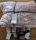 WEST ELM Lush Velvet Wave F/Q Quilt+2 Std Shams-Rose-NEW