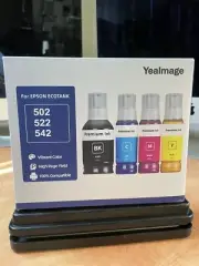 YeaImage For Epson Ecotank 502,522,542 Ink Refill Bottles 4 Bottle Kit