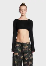 [Edikted] Sheer Raw Hem Crop Top