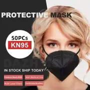 50 Pcs Black KN95 Face Mask 5 Layer Disposable Mask CAship