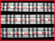 LAST 1 - 9 YARDS (3 - 3 YARD ROLLS) 3/8" BLACK CHECK PLAID OFFRAY CHERRY RIBBON