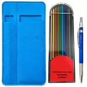 Automatic Mechanical Pencil, 2.0MM Colored Pencil Refills, and Pencil Bag Set