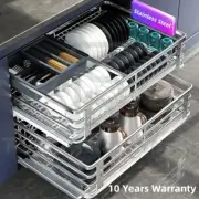 Cabinet Pull Out Slide Drawer Kitchen Shelf Organiser Rack Storage Plate Holder