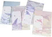 HONMEET 4 Sets Antique Style Letter Paper with Cartoon Whale Design Delicate Note Writing Stationery Supplies for Letters Invitations and Special Occasions
