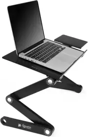 Portable Adjustable Aluminum Laptop Desk/Stand/Table Vented W/Cpu Fans Mouse Pad