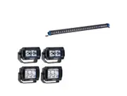 Kings 30" Single Row Light Bar 9,658 Lumens - 1 Lux @ 516 m+ 2x 3.3" Work light + 2x 4.4" Work light