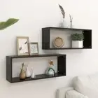 2 Pcs Wall Shelf Set Black Stylish Home Decor Floating Rack Display Shelves Unit
