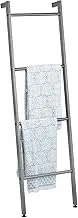 mDesign Metal Leaning Blanket and Towel Ladder for Bedroom and Bathroom - Throw/Quilt Display Holder Rack - Nursery Wall Decor - Graphite Gray