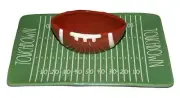 RAE DUNN TOUCHDOWN Heavy Duty Football & Field Chip & Dip Bowl / Platter NEW