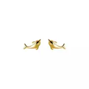 ANYCO Fashion Earrings Gold 925 Sterling Simple Glossy Gold Ocean Dolphin Stud for Women Cute Chic Party Piercing Jewelry