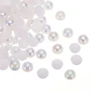 300pcs Flatback Pearls 14mm ABS Plastic Half Round Dome Pearls, Bright White