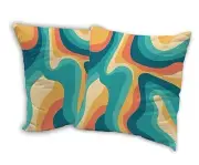Pillow Covers,Boho Geometric Throw Pillow Cases 18x18 in Abstract Groovy Waves