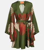 [La DoubleJ] La DoubleJ Magnifico printed silk twill minidress UK 4 green
