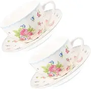 Parliky Festival Tea Cup Set Bone China Coffee Mug Retro Design Multi-Function