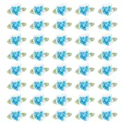 40Pcs 1" Ribbon Flowers Bows Mini Satin Roses Flowers Blue/White