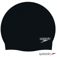 在飛比找momo購物網優惠-【SPEEDO】成人矽膠泳帽PLAIN MOULDED(黑)