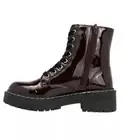 Womens Wine Patent Combat Ankle Boots Lace Up Zip Chunky heel Casual Boots($72)