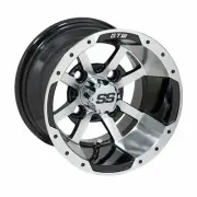 GTW Storm Trooper Golf Cart Machined/Black 10x7 Wheel | 3:4 offset (ET-.25)