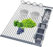 Dish Drying Rack, Over The Sink Dish Drainer - Foldable, Anti-Slip & Anti-Rust - 32 * 58CM