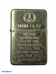 VIETNAM Veteran LIGHTER old brass finish FREE ENGRAVING Nam 71-72 war peace