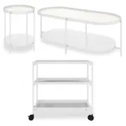 Rebecca and Chelsea Coffee Table & Bar Cart Package White