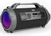 Pyle Wireless Portable Bluetooth Boombox Speaker - 500W Rechargeable Boom Box Speaker Portable Barrel Loud Stereo System with AUX Input, USB/SD, 1/4" in, Fm Radio, 4" Subwoofer, DJ Lights - PBMKRG155