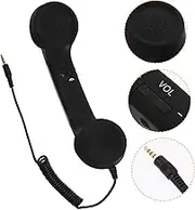 LALAFINA Retro Telephone Receiver Adjustable Tone Handset Radiation Cell Phone Microphone for Comfortable Calling Black