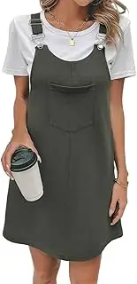 [MQIQ] Wervot Womens Solid Pocket Patched Overall Dress Without Tee