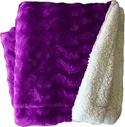 Plush Fleece Sherpa Backed Reversible Throw Blanket 130X160cm (Ultraviolet)