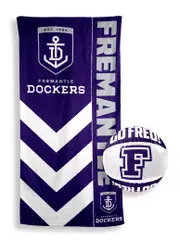 Fremantle Dockers AFL Team Logo Bath Beach Towel with Inflatable Beach Ball