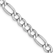 14K White Gold 18 Inch 5.75mm Semi-Solid Figaro With Lobster Clasp Chain