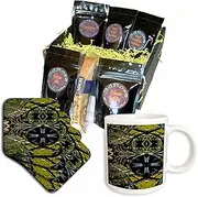 3dRose cgb_54872_1 A Black Rod Iron Fence Made into Shapes with a Green Grass Backdrop-Coffee Gift Basket, Multicolor