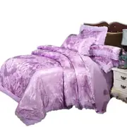 Purple Jacquard Floral Duvet Set King Size