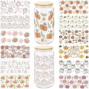UV DTF Cup Wrap Transfer Sticker Pumpkin Autumn for Glass, 12 Sheets Waterproof Rub on Transfers for 16OZ Libbey Glasses, Furniture Crafts Wooden DIY Crafts,Thanksgiving Day Gift