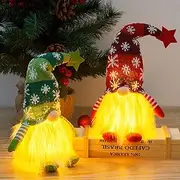Christmas Gnomes Plush Doll, 2 Pack Christmas Elf Decoration Ornaments Thanks Giving Day Gifts Gnomes Swedish tomte Xmas Ornaments for Home Decor (Snowflakes，Red&Green)