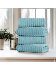 Bibb Home 4-Pack Ribbed Egyptian Cotton Bath Towel Set
